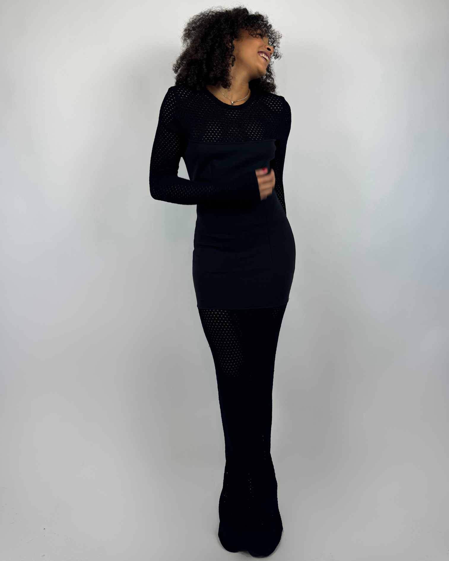 Istanbul long dress with mesh insert