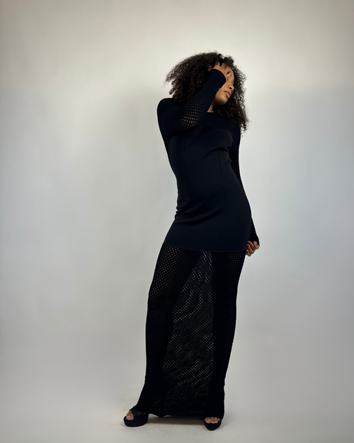 Istanbul long dress with mesh insert