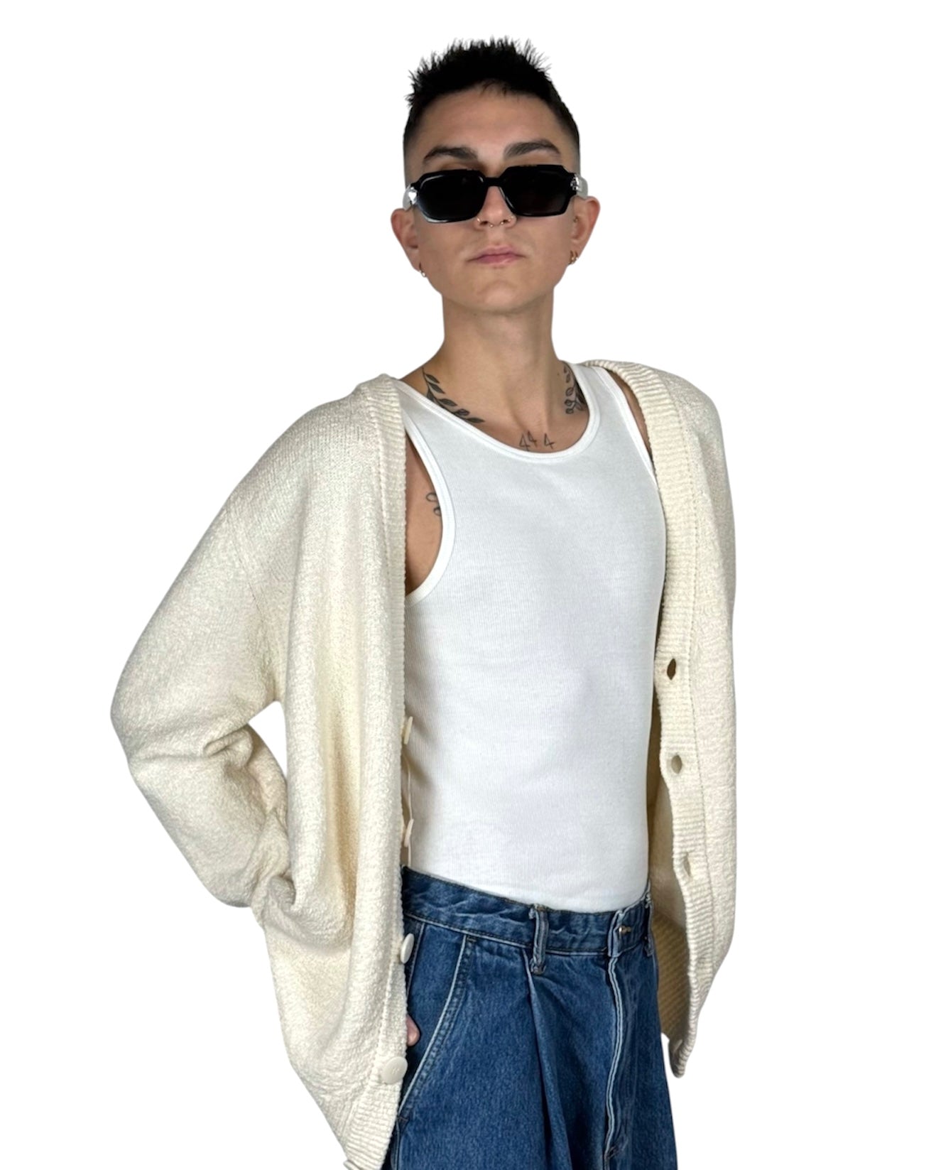 Cardigan in cotone beige