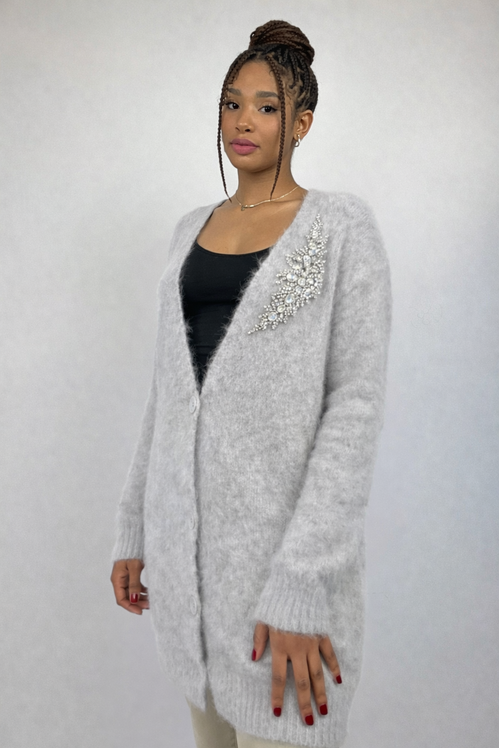 Oslo - Cardigan in alpaca a righe